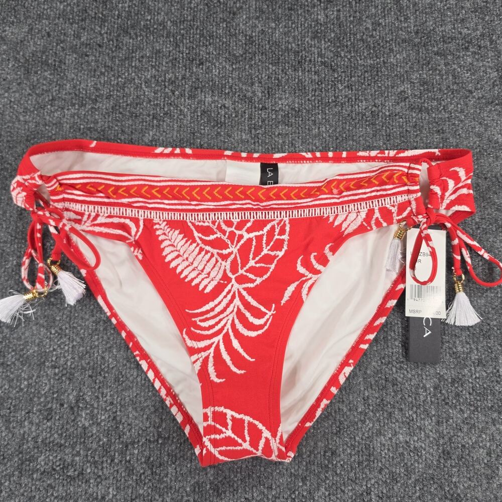 La Blanca Women's Size 16 Red White Floral Side Tie Tassel Bikini Bottom